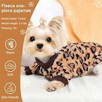 Dog Clothes Dog Pajamas for Small Dogs Girl Boy Super Soft Warm Small Dog Sweater Pjs Cute Pet Clothing Dog Sweaters Jumpsuits Plush Puppy Onesie Outfits for Chihuahua Yorkie Medium Leopard Print Lightinthebox - thumbnail