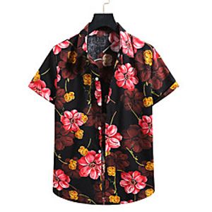 Men's Shirt Other Prints Graphic Print Short Sleeve Casual Tops Boho Black Lightinthebox