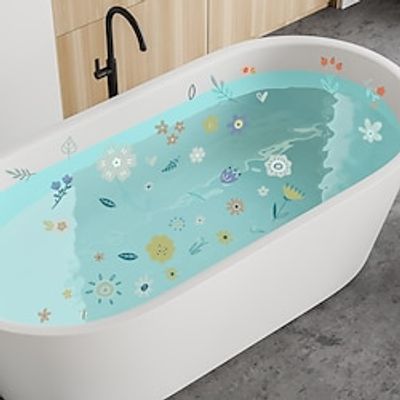 6pcs Flower Pattern Bathtub Sticker, Waterproof Frosted Bathtub Sticker, Self-adhesive Removable Bathtub Wall Decals, Bathroom Toilet Decorative Adhesive Sticker, Bathroom Decor Lightinthebox