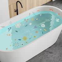 6pcs Flower Pattern Bathtub Sticker, Waterproof Frosted Bathtub Sticker, Self-adhesive Removable Bathtub Wall Decals, Bathroom Toilet Decorative Adhesive Sticker, Bathroom Decor Lightinthebox - thumbnail