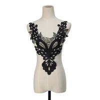 Classical Black Embroidery Lace Collar Applique - thumbnail