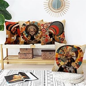 African Women Ethnic Decorative Toss Pillows Cover 1PC Soft Square Cushion Case Pillowcase for Bedroom Livingroom Sofa Couch Chair miniinthebox