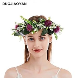 New Simulation Flower Handmade Grass Ring Forest Seaside Resort Pastoral Style Photo Bridal Wreath Headdress miniinthebox