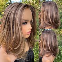 Remy Human Hair 13x4 Lace Front Wig Short Bob Brazilian Hair Straight Multi-color Wig 130% 150% Density with Baby Hair Highlighted / Balayage Hair 100% Virgin Pre-Plucked For Women Long Human Hair Lightinthebox