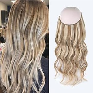 Remy Hair Extensions Real Silky Straight Human Hair One Hairpiece with Invisible Fish Line Highlight Color Ash Blonde to Platinum Blonde P8/60# For Daily Party miniinthebox