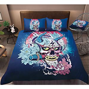 3D DigitalFunny Skull Print 3-Piece Duvet Cover Set Hotel Bedding Sets with Soft Lightweight Microfiber, Include 1 Duvet Cover, 2 Pillowcases for DoubleQueenKing(1 Pillowcase for TwinSingle) Lightinthebox