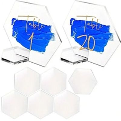 20pcs Clear Acrylic Hexagon Place Cards - Perfect for Weddings Birthdays and Business Events - Blank Name and Number Cards for Seating and Table Centerpieces - Elegant Home and Room Decor Lightinthebox