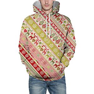 Men's Pullover Hoodie Sweatshirt Striped Graphic 3D Hooded Christmas Daily 3D Print Christmas Hoodies Sweatshirts  Long Sleeve Fuchsia miniinthebox