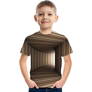 Kids Boys' T shirt Tee Short Sleeve Graphic Optical Illusion Color Block Rainbow Children Tops Summer Active Streetwear Sports 3-12 Years Lightinthebox