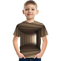 Kids Boys' T shirt Tee Short Sleeve Graphic Optical Illusion Color Block Rainbow Children Tops Summer Active Streetwear Sports 3-12 Years Lightinthebox - thumbnail