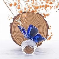 1pc Crystal Flying Butterfly With Crystal Ball Base Statue Collection Cut Glass Decor Statue Animal Ornament miniinthebox