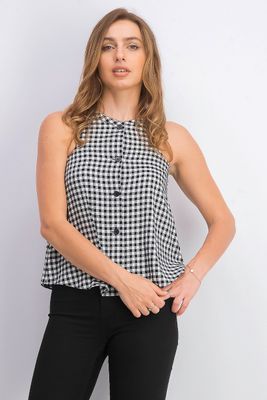 Womens Checkered Tops  Black/White