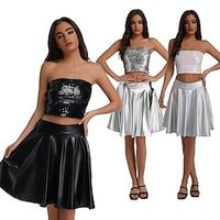 Retro Vintage 1980s Shiny Metallic Skirt Outfits Tube Top Disco Women's Sequins Cosplay Costume Carnival Performance Club Skirts Lightinthebox - thumbnail