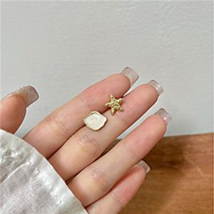 s925 silver needle small personality simple asymmetrical starfish shell earrings female sweet and cute earring ear clip b376 Lightinthebox