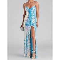 Women's Sequin Dress Prom Dress Party Dress Long Dress Maxi Dress Blue Sleeveless Pure Color Sequins Fall Winter Autumn Spaghetti Strap Fashion Winter Dress Wedding Guest Evening Party 2023 S M L XL Lightinthebox - thumbnail