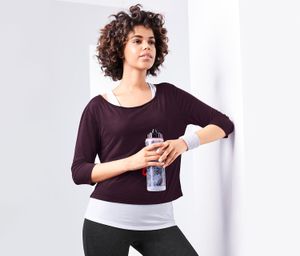 Womens 2 in 1 Sports T-shirt  Burgundy/White
