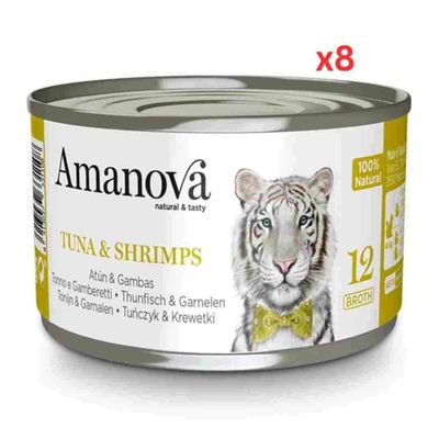 Amanova Canned Cat Tuna & Shrimps Broth - 70G Pack Of 8