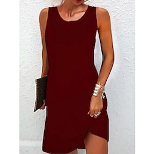 Women's Casual Dress Tank Dress Summer Dress Plain Loose Crew Neck Mini Dress Active Modern Outdoor Daily Sleeveless Regular Fit Wine Summer Spring S M L XL XXL Lightinthebox