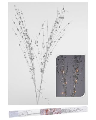 Homesmiths Christmas 76cm Branch Silver 10 LED Warm White