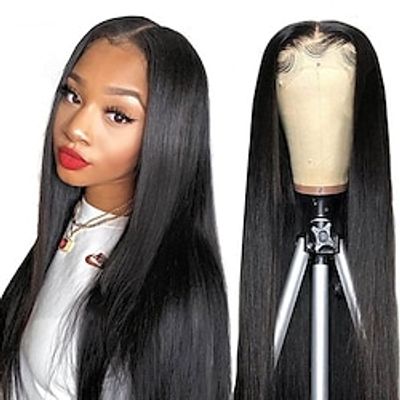 Human Hair Lace Front Wigs Straight HD Lace Front Wigs Human Hair 4x4 Straight Closure Wigs Human Hair Pre Plucked Glueless Closure Wigs Human Hair Straight HD Human Hair Wigs for Black Women Lightinthebox