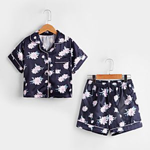 Kids Girls' Sleepwear 2 Piece Rainbow Floral Graphic Floral Floral Style Printing Home 5-13 Years Lightinthebox
