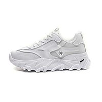 Women's Trainers Athletic Shoes Flat Heel Round Toe Booties Ankle Boots Daily Work Leather Mesh Solid Colored Black  Beige White Beige Lightinthebox - thumbnail
