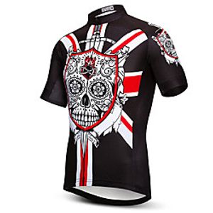 21Grams Men's Short Sleeve Cycling Jersey Summer Spandex Polyester Black Sugar Skull Skull Bike Jersey Top Mountain Bike MTB Road Bike Cycling Quick Dry Moisture Wicking Breathable Sports Clothing Lightinthebox