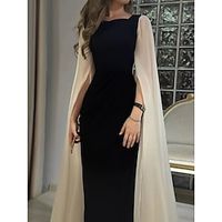 Sheath  Column Evening Gown Elegant Dress Formal Ankle Length Black Dress Half Sleeve Square Neck Chiffon with Pleats 2023 Lightinthebox - thumbnail