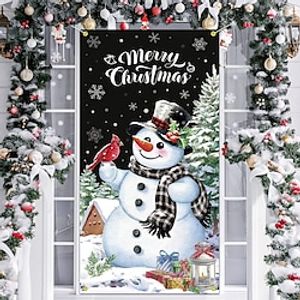 Christmas Snowman Xmas Door Covers Decoration Backdrop Door Banner for Front Door Farmhouse Christmas Holiday Party Decor Supplies miniinthebox