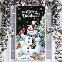 Christmas Snowman Xmas Door Covers Decoration Backdrop Door Banner for Front Door Farmhouse Christmas Holiday Party Decor Supplies miniinthebox - thumbnail