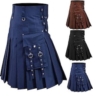 Scottish Utility Kilts for Men Linen Pleated Kilt Retro Vintage Medieval Punk Gothic Steampunk Lightinthebox