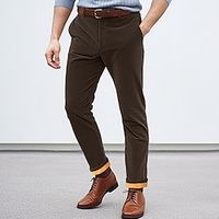 Men's Dress Pants Fleece Pants Corduroy Pants Pocket Plain Comfort Breathable Outdoor Daily Going out Corduroy Fashion Casual Black Wine miniinthebox - thumbnail