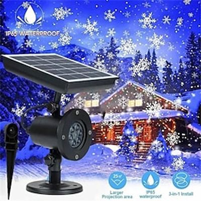 Christmas Laser Light Decoration Solar Power Snowflakes Projector Light White Snowflake Outdoor Waterproof Landscape Lamp Xmas Decor miniinthebox