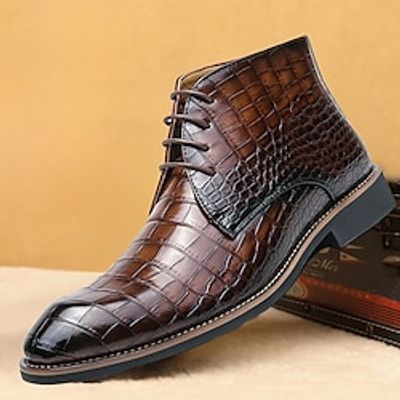 Men's Boots Retro Dress Shoes Walking Casual Daily Leather Comfortable Booties  Ankle Boots Lace-up Black Brown Spring Fall Lightinthebox