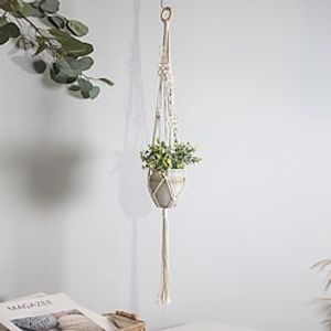 Nordic Home Wall Plant Hanger Decoration Bohemian Hand Woven Net Pocket Home Decoration Flowerpot Hanging Basket Plant Decoration Net Pocket Tapestry Lightinthebox
