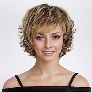 Synthetic Wig Curly With Bangs Machine Made Wig Short A1 Synthetic Hair Women's Soft Fashion Easy to Carry Blonde Brown Multi-color miniinthebox