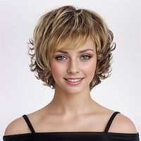 Synthetic Wig Curly With Bangs Machine Made Wig Short A1 Synthetic Hair Women's Soft Fashion Easy to Carry Blonde Brown Multi-color miniinthebox - thumbnail