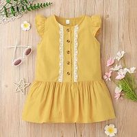 Toddler Little Girls' Dress Solid Colored Skater Dress Party Daily Yellow Knee-length Sleeveless Princess Cute Dresses Spring Summer Slim 1-5 Years Lightinthebox - thumbnail