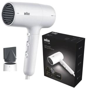 Braun Hairdryer HD2.1 Hair Dryer, 2100 Watts, +1 Attachment, Mechanical Press Switch, Pivot Cord Guard, Nozzle, Conc White - BRHD210SDE