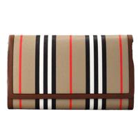 Burberry Hannah Icon Stripe Archive Tan E-Canvas Leather Wallet Crossbody Bag - 89857