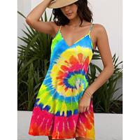 Women's Cami Dress Tie Dye Print Spaghetti Strap Mini Dress Tropical Hawaiian Vacation Sleeveless Summer Lightinthebox