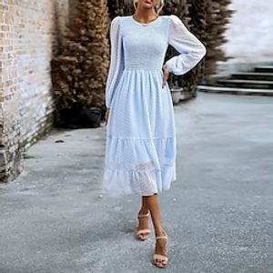 Women's Casual Dress Sports Dress Floral Dress Scenery Dandelion With Belt Double Breasted One Shoulder Butterfly Sleeve Midi Dress Hawaiian Ethnic Street Vacation Long Sleeve Slim Black Pink Blue Lightinthebox