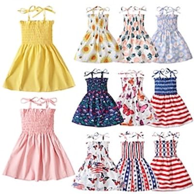 Summer Trendy Girls With Straps And Suspenders, Multiple Printed Dresses For Children's Clothing Ins Lightinthebox Summer Trendy Girls With Straps And Suspenders, Multiple Printed Dresses For Children's Clothing Ins Lightinthebox