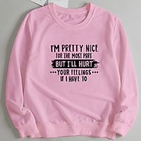 Women's Pullover Sweatshirt Letter Print Casual Hot Stamping Casual Hoodies Sweatshirts  Wine Red Blushing Pink Red Lightinthebox - thumbnail