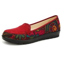 Big Size Floral Print Color Match Slip On Flat Loafers