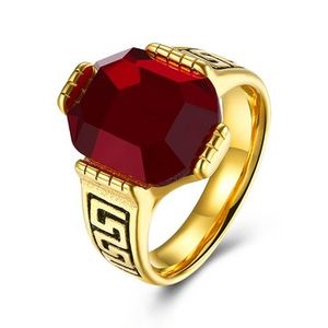Men's Red Black Gemstone Ring