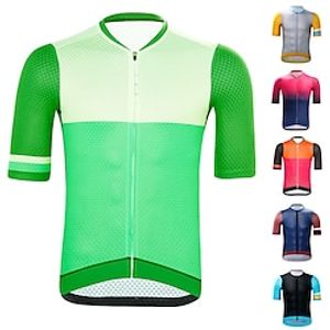 21Grams Men's Cycling Jersey Short Sleeve Bike Top with 3 Rear Pockets Mountain Bike MTB Road Bike Cycling Breathable Quick Dry Moisture Wicking Reflective Strips Black Red Orange Color Block Spandex Lightinthebox