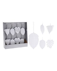 Homesmiths Christmas Hang Deco Leaf 13cm White Assorted 1 Piece