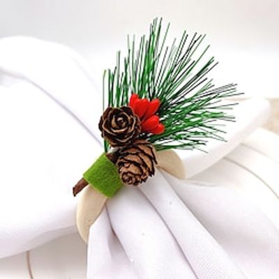 12pcs Hotel Tableware Christmas Decoration Napkin Ring Simulation Pine Nut Napkin Buckle Napkin Ring Mouth Napkin Ring miniinthebox