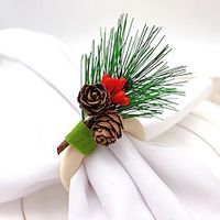 12pcs Hotel Tableware Christmas Decoration Napkin Ring Simulation Pine Nut Napkin Buckle Napkin Ring Mouth Napkin Ring miniinthebox - thumbnail